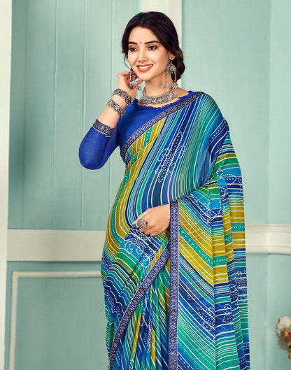 Multicoloured Chiffon Bandhani Saree | Sudathi