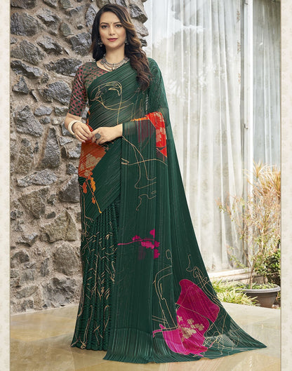 Green Printed Saree | Sudathi