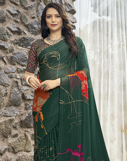 Green Printed Saree | Sudathi