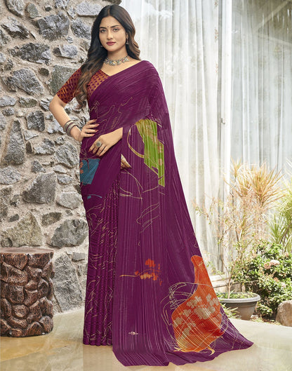 Wine Printed Saree | Leemboodi