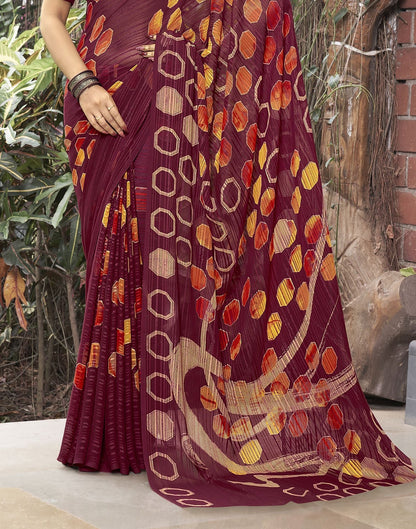 Maroon Printed Saree | Leemboodi