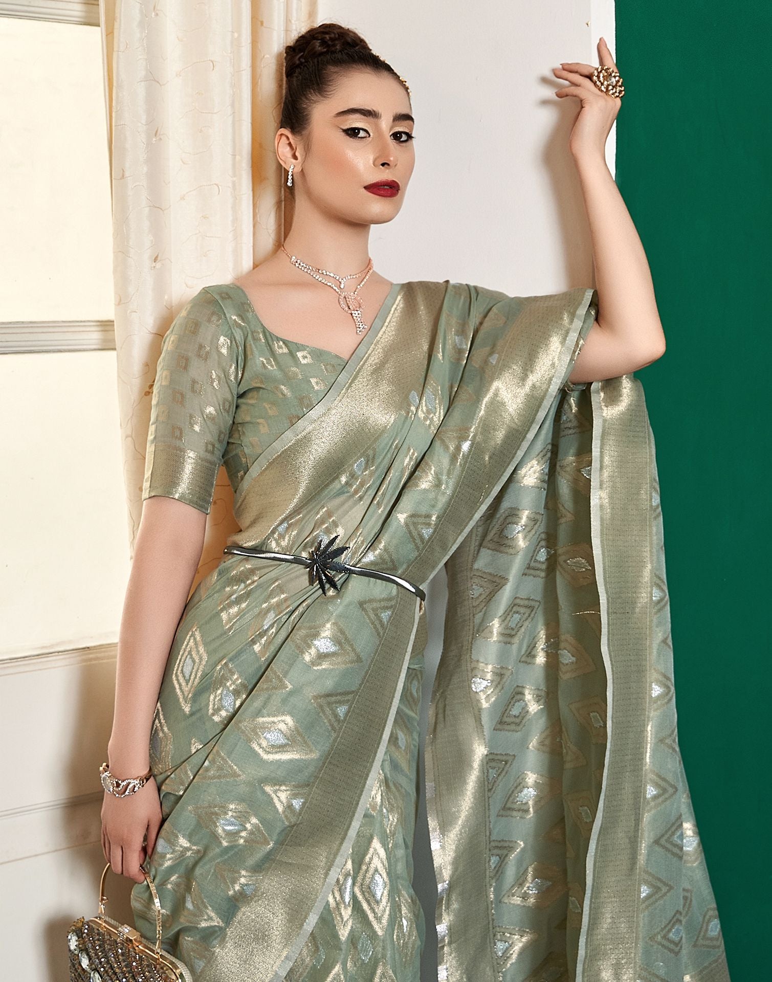 Pista Green Cotton Saree | Leemboodi