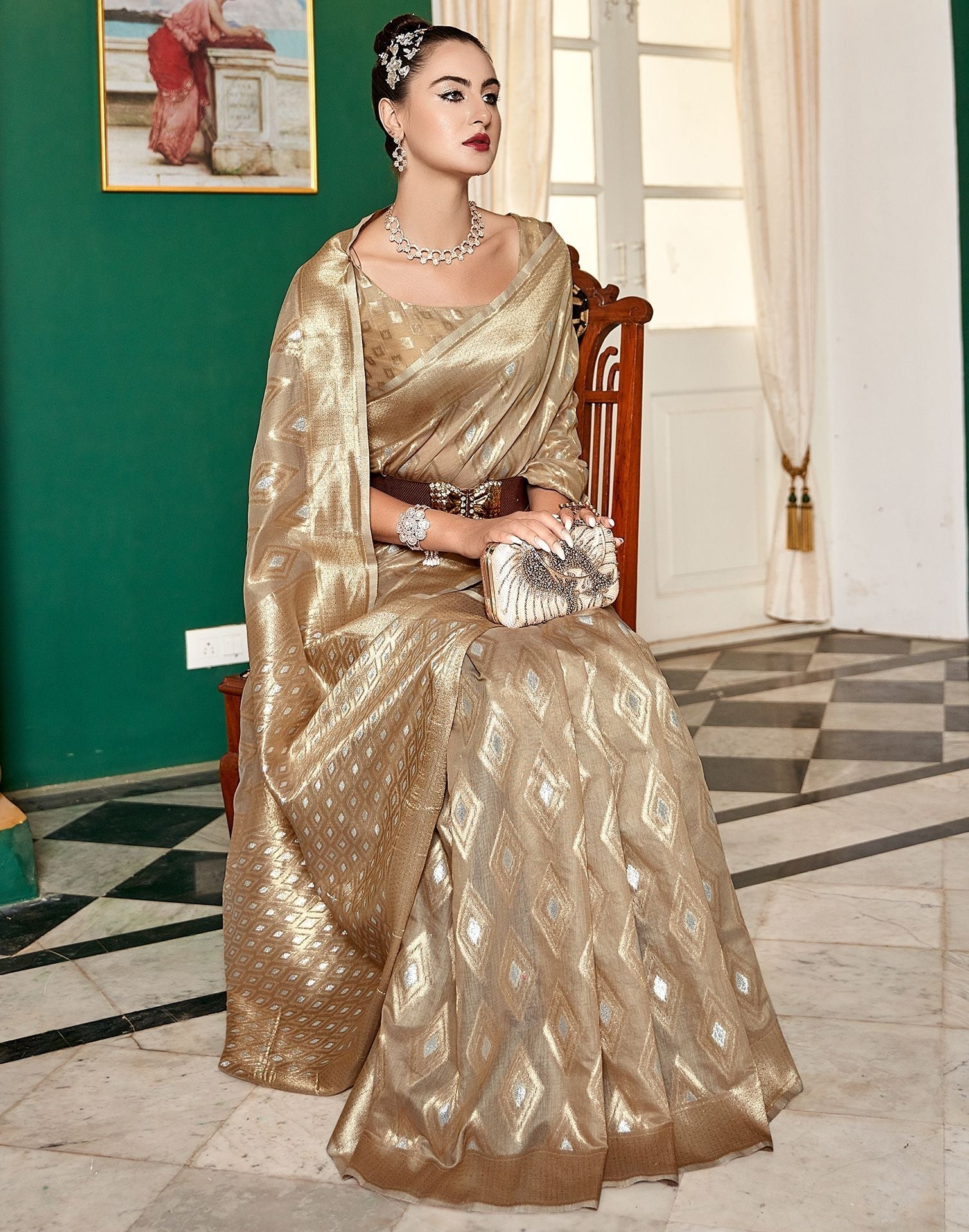 Beige Cotton Saree | Leemboodi