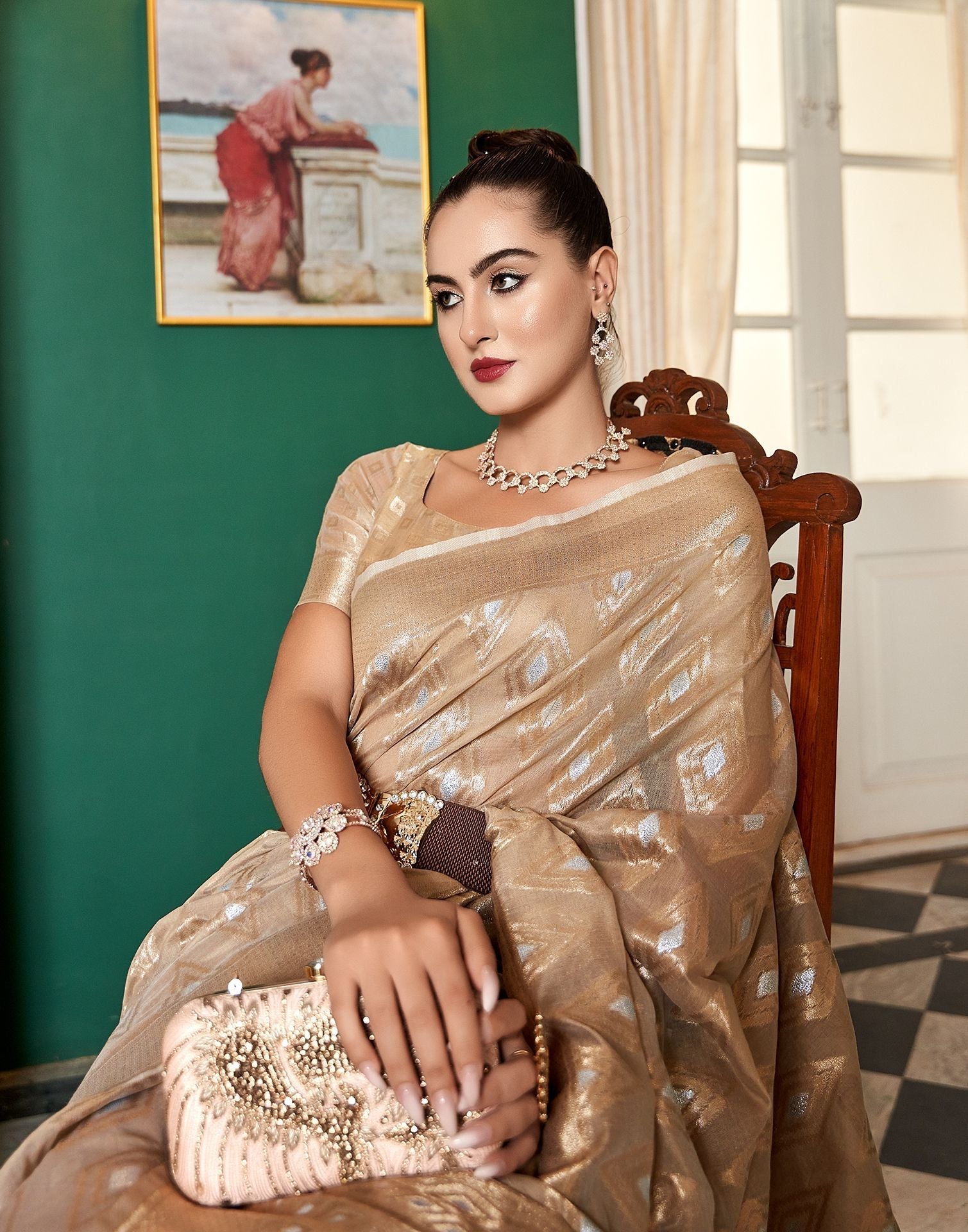 Beige Cotton Saree | Leemboodi