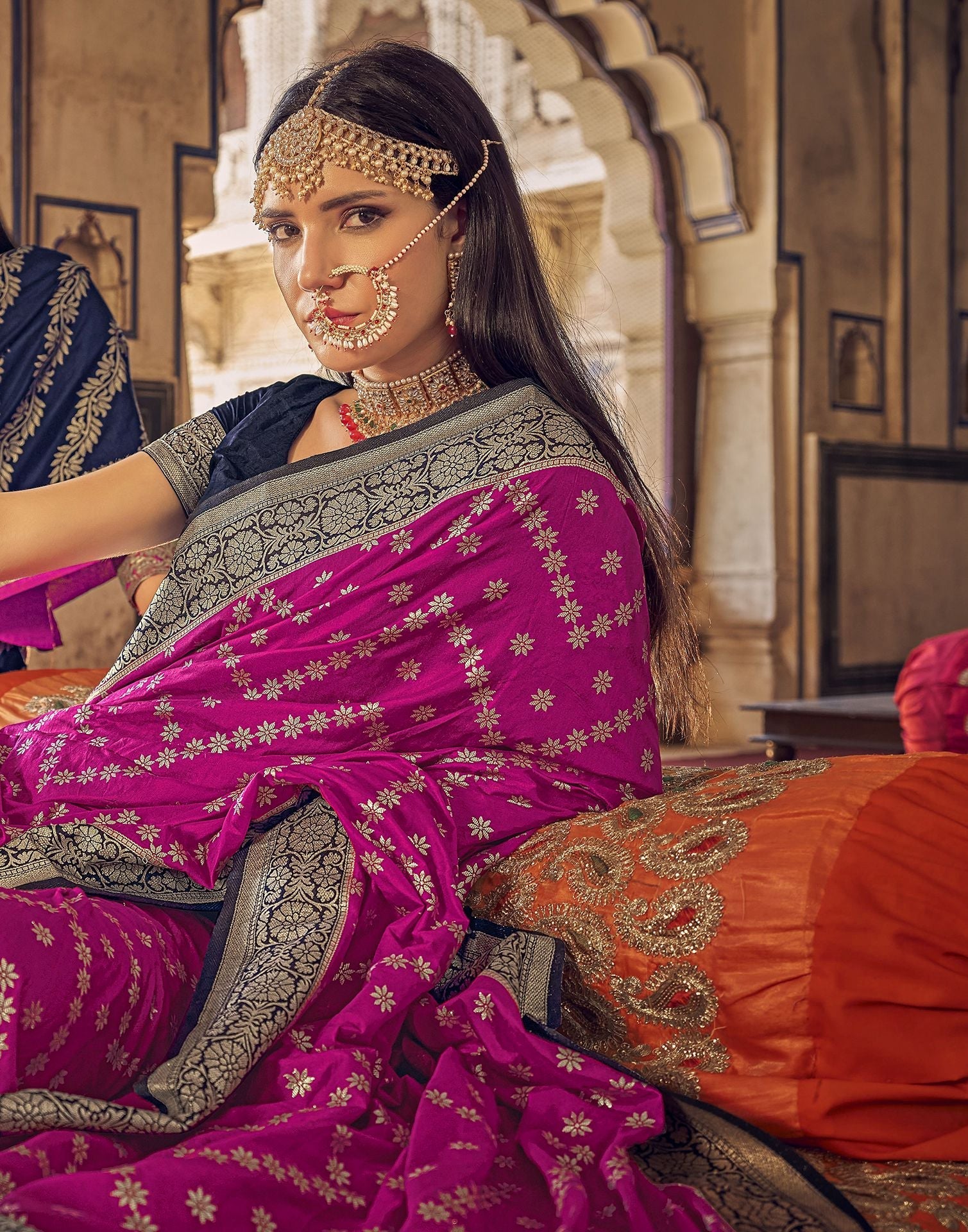 Rani Pink Silk Banarasi Saree | Leemboodi