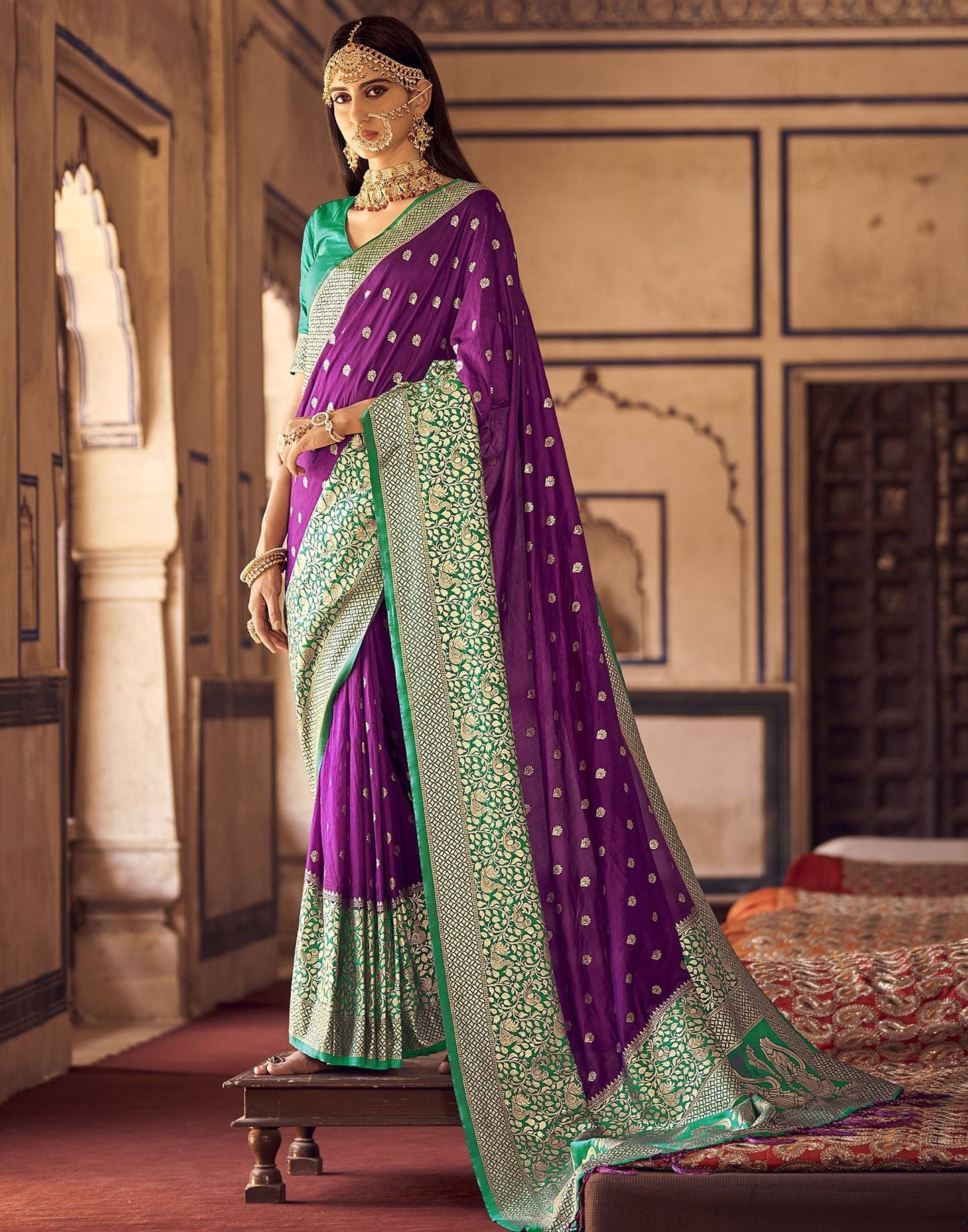 Purple Silk Banarasi Saree | Leemboodi