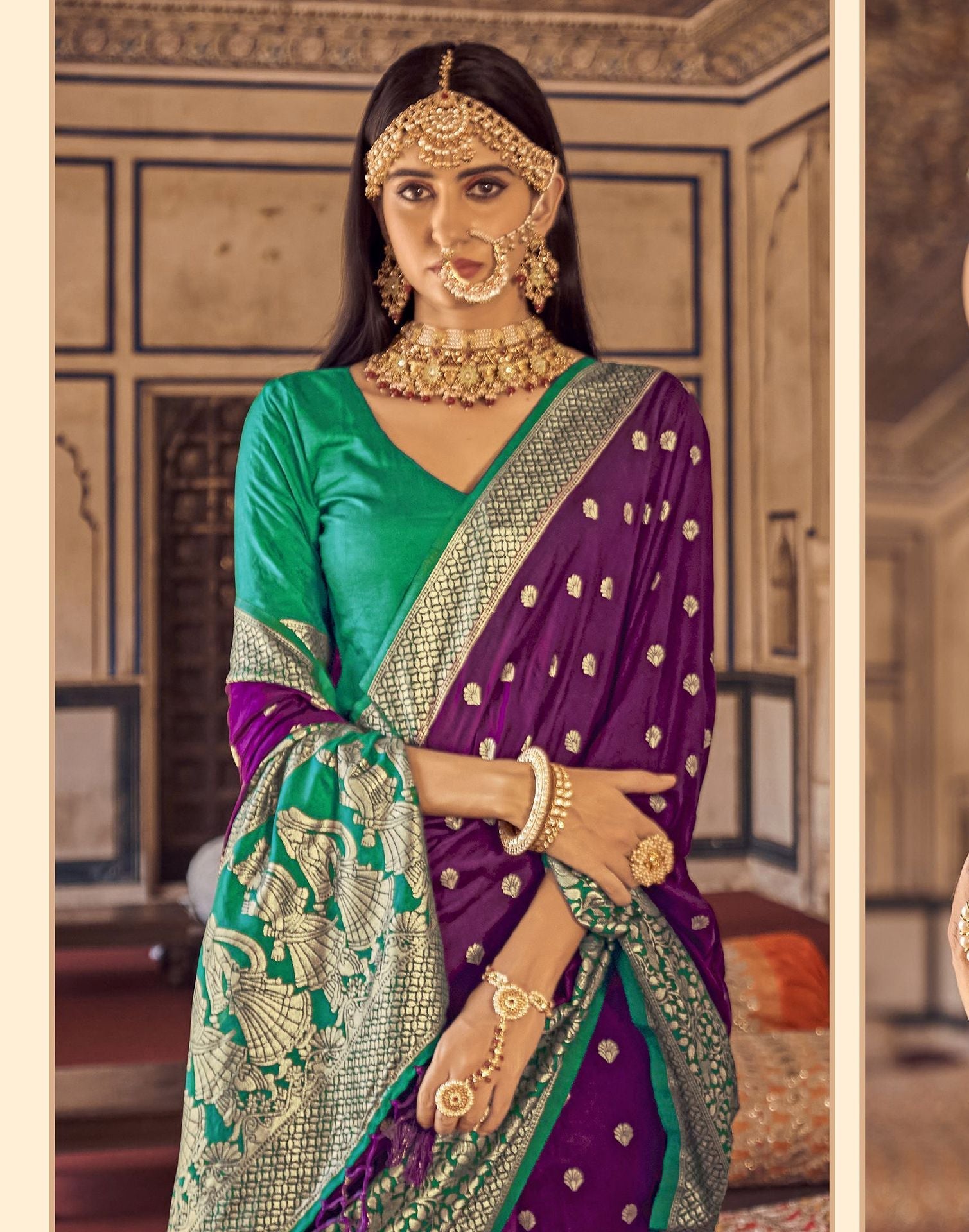 Purple Silk Banarasi Saree | Leemboodi