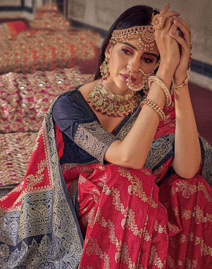 Red Silk Banarasi Saree | Leemboodi