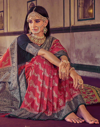 Red Silk Banarasi Saree | Leemboodi