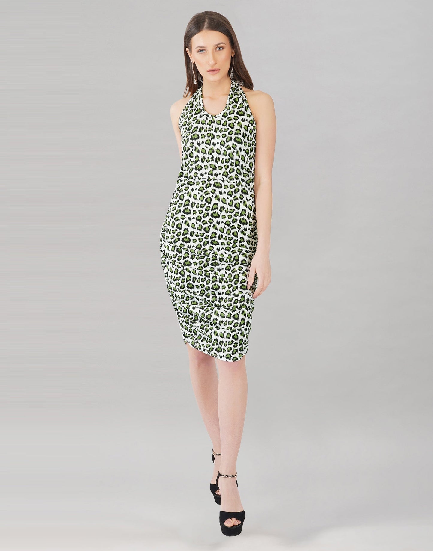 Green and White Printed Bodycon | Sudathi
