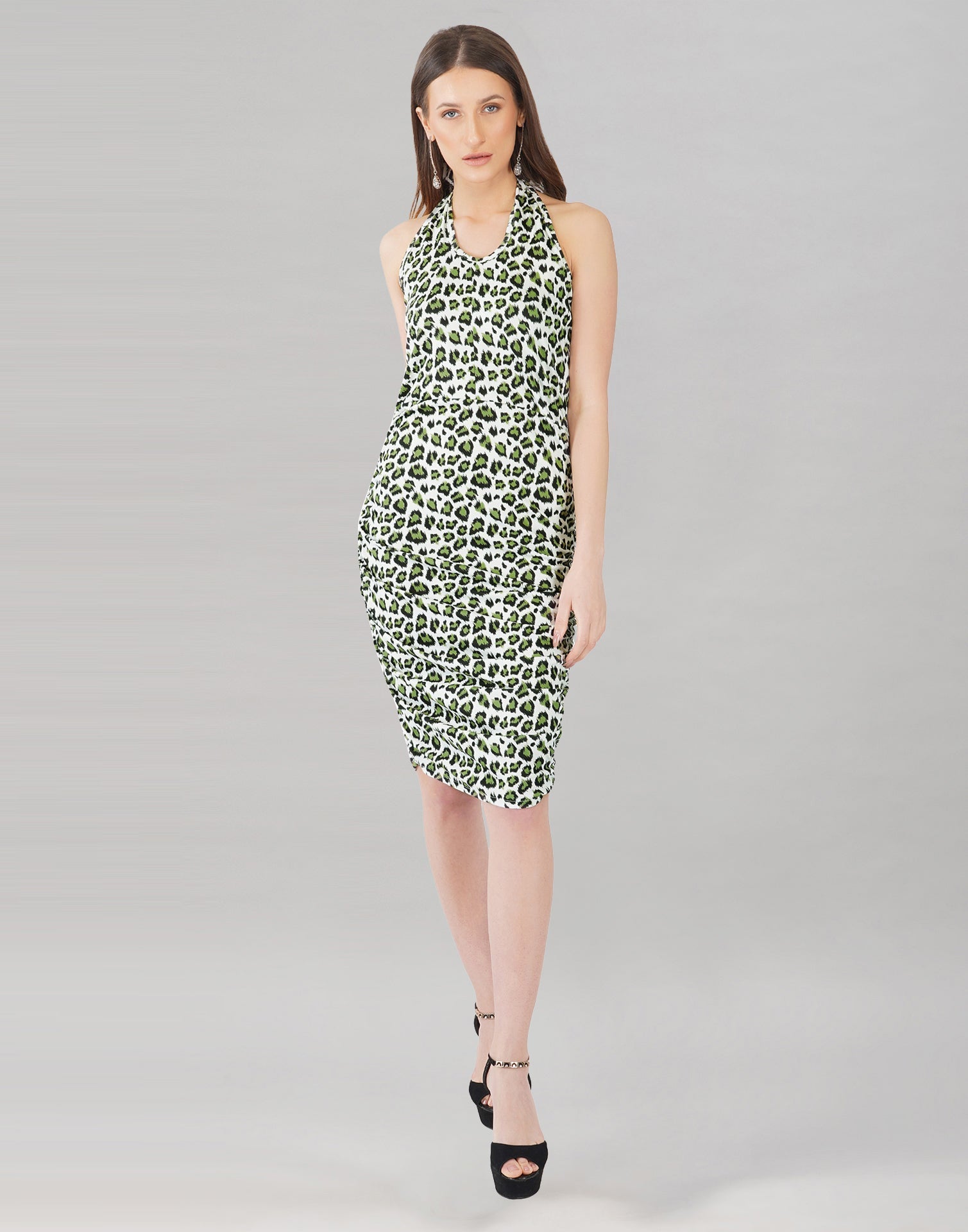 Green and White Printed Bodycon | Sudathi