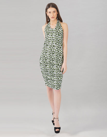 Green and White Printed Bodycon | Sudathi