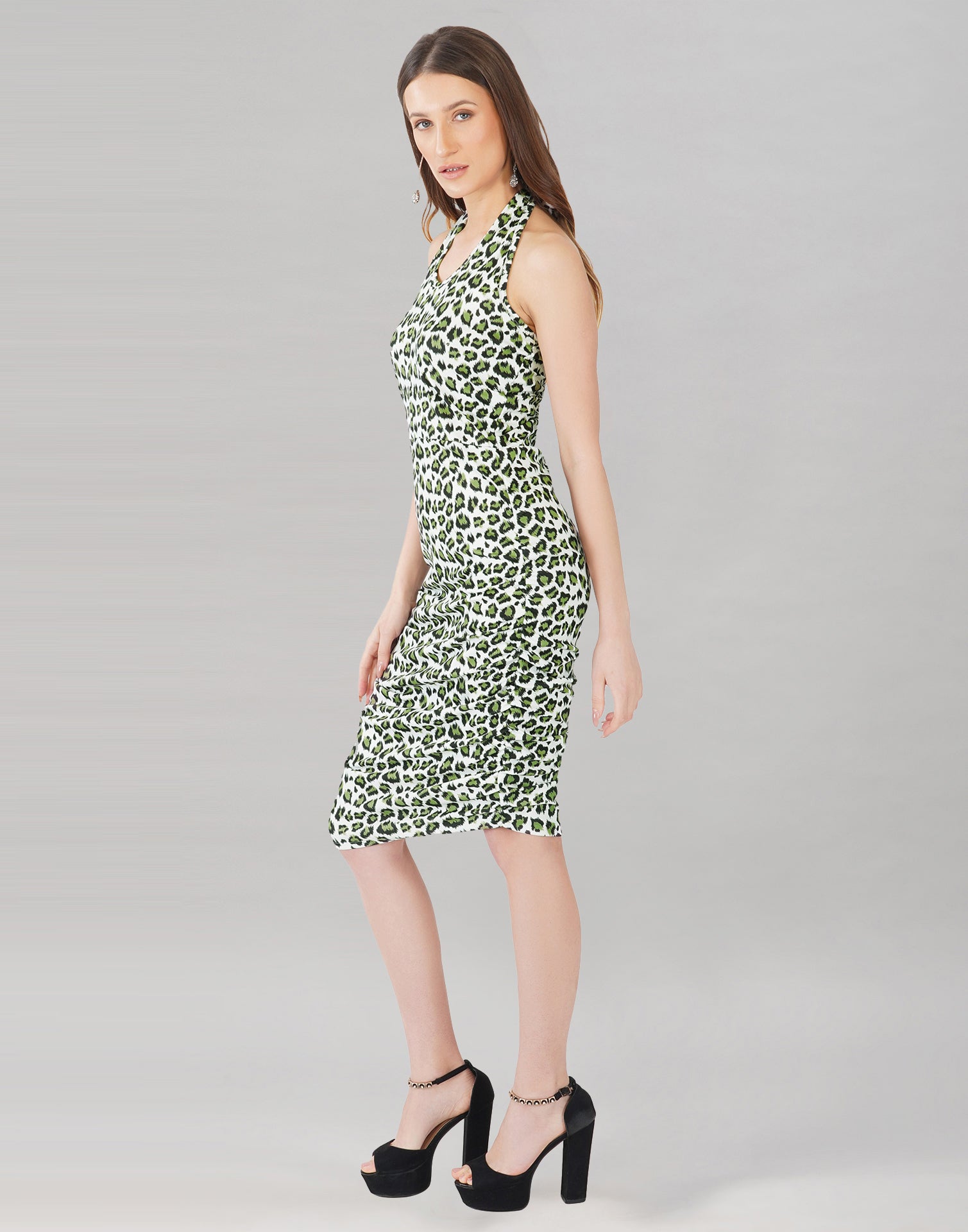 Green and White Printed Bodycon | Sudathi