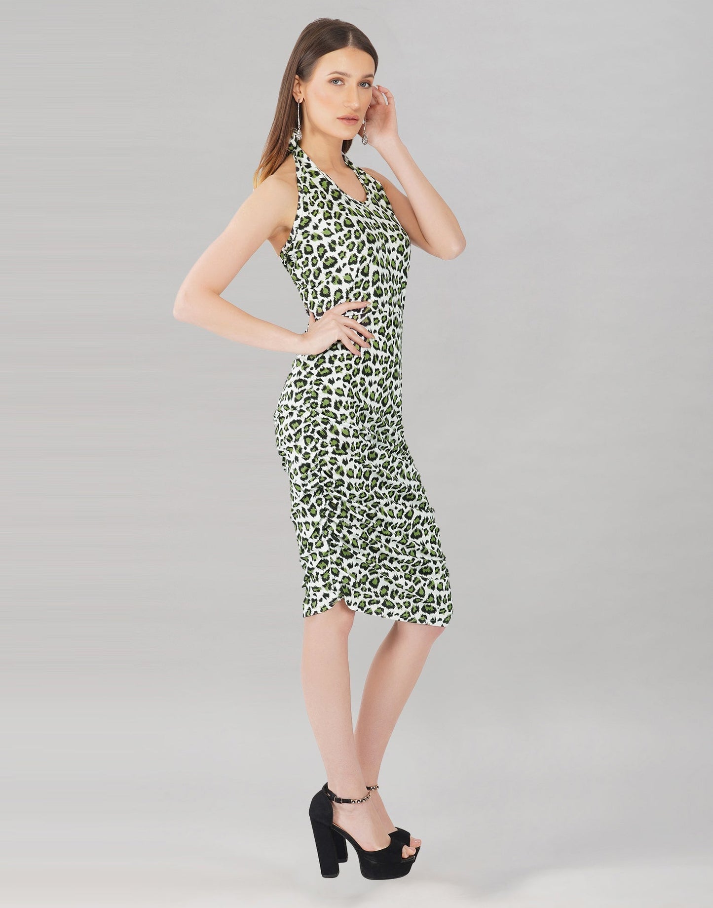 Green and White Printed Bodycon | Sudathi