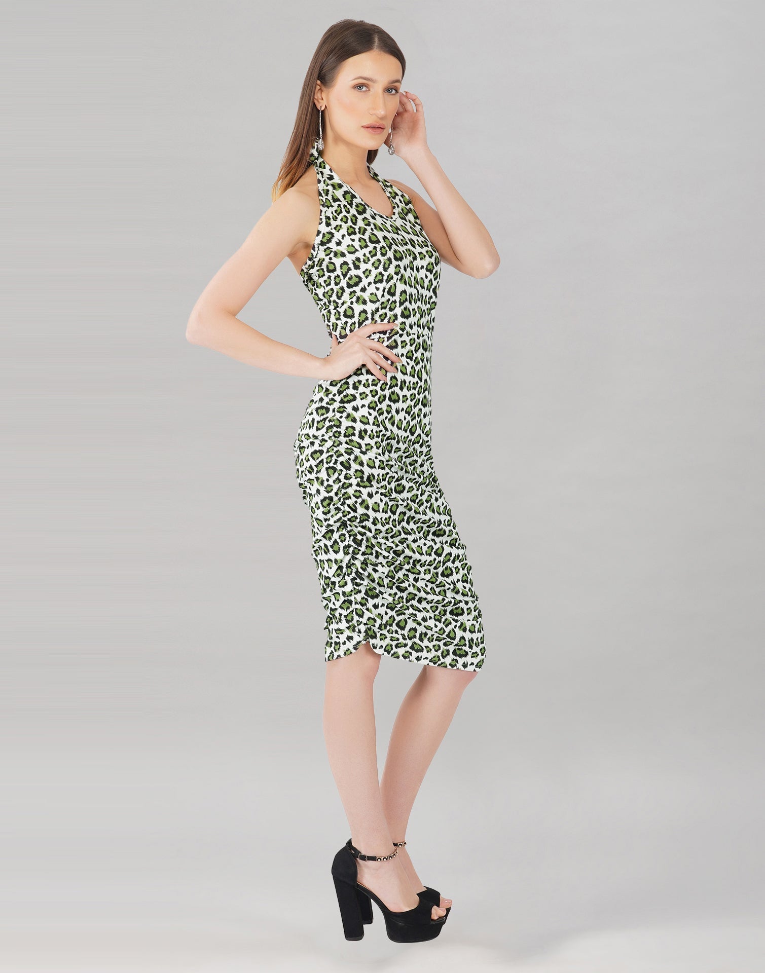 Green and White Printed Bodycon | Sudathi