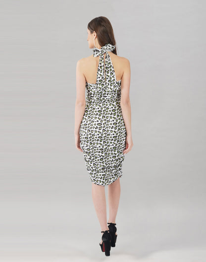 Green and White Printed Bodycon | Sudathi