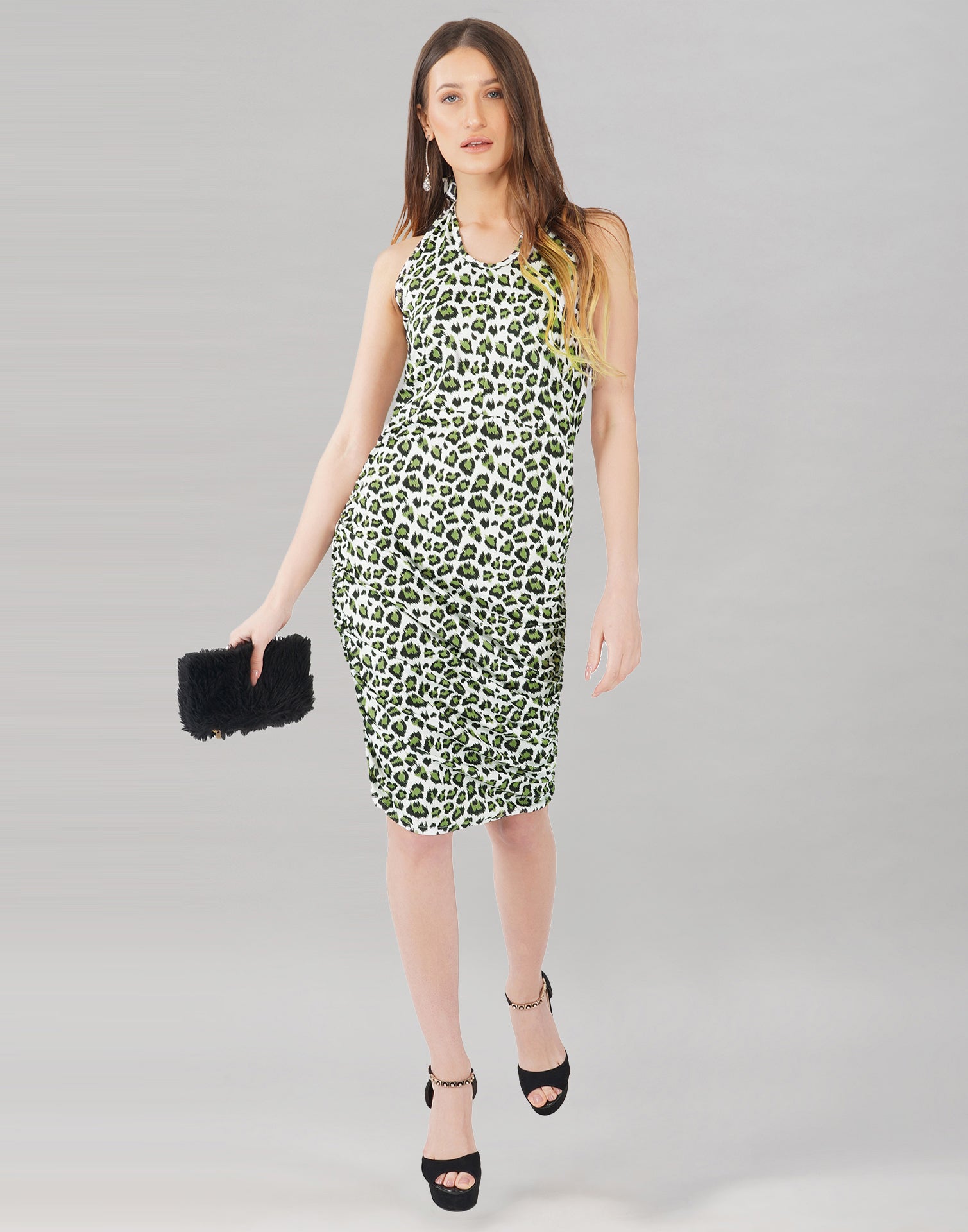 Green and White Printed Bodycon | Sudathi