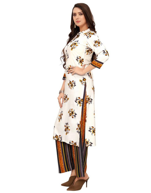 Off White Printed Rayon Kurti | Leemboodi