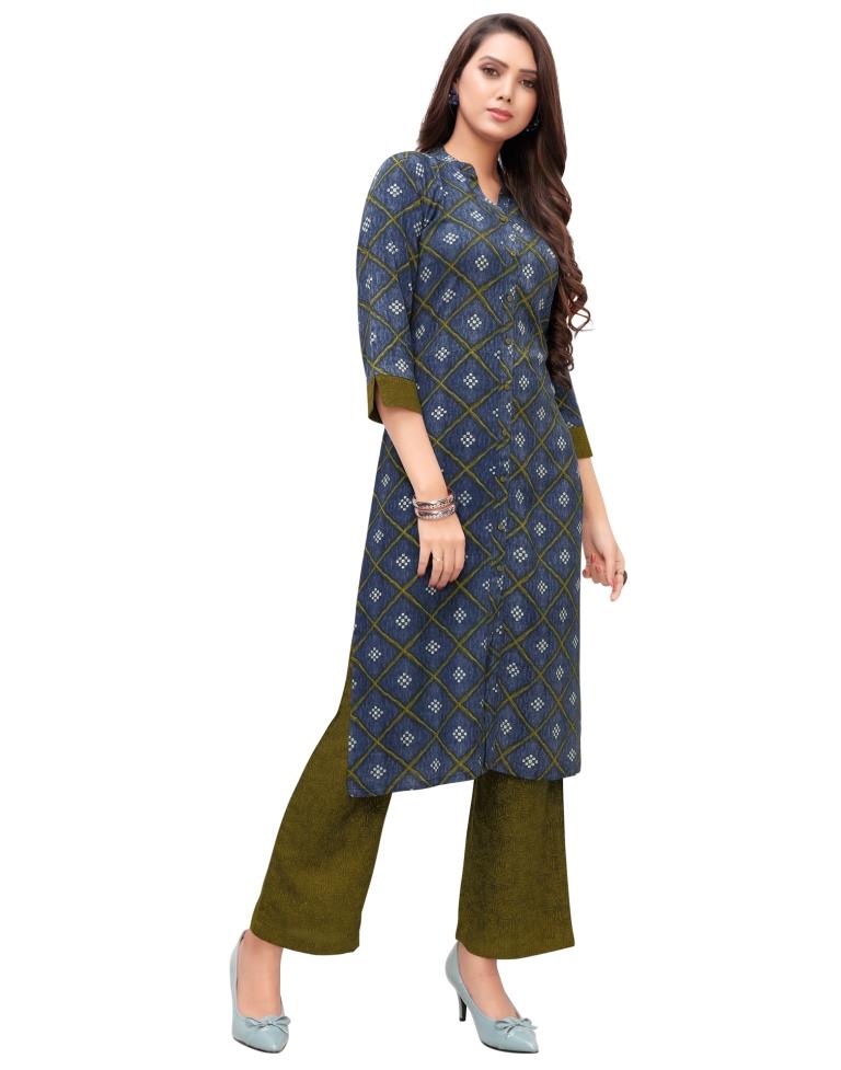 Navy Blue Printed Kurti | Leemboodi