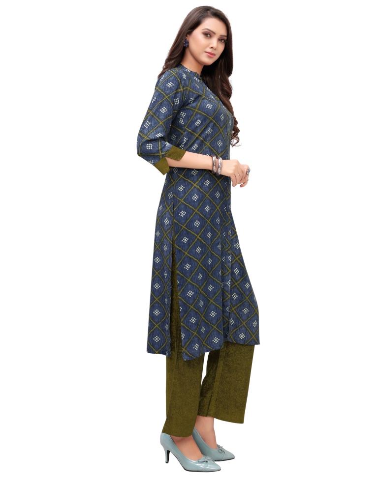 Navy Blue Printed Kurti | Leemboodi