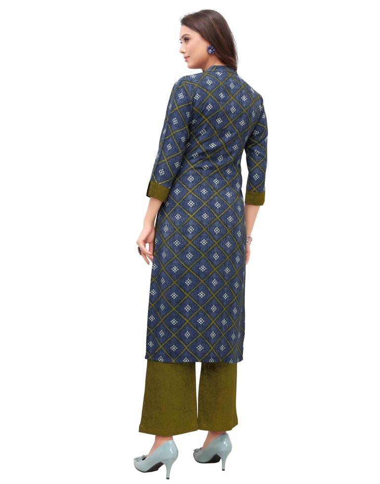 Navy Blue Printed Kurti | Leemboodi