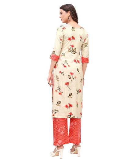 Beige Printed Rayon Kurti | Sudathi