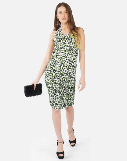 Green and White Printed Bodycon | Sudathi
