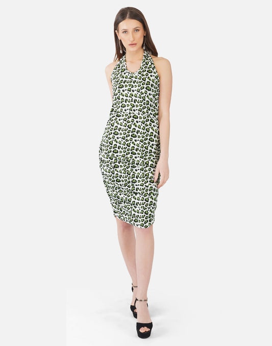 Green and White Printed Bodycon | Sudathi