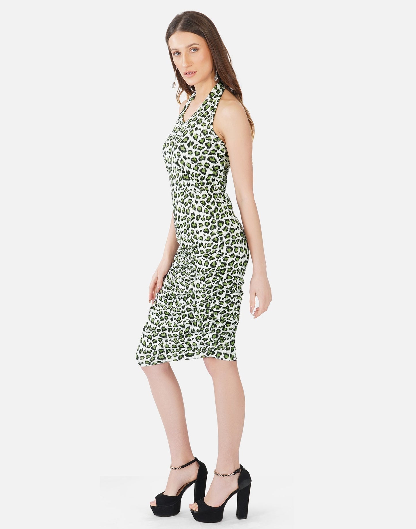 Green and White Printed Bodycon | Sudathi