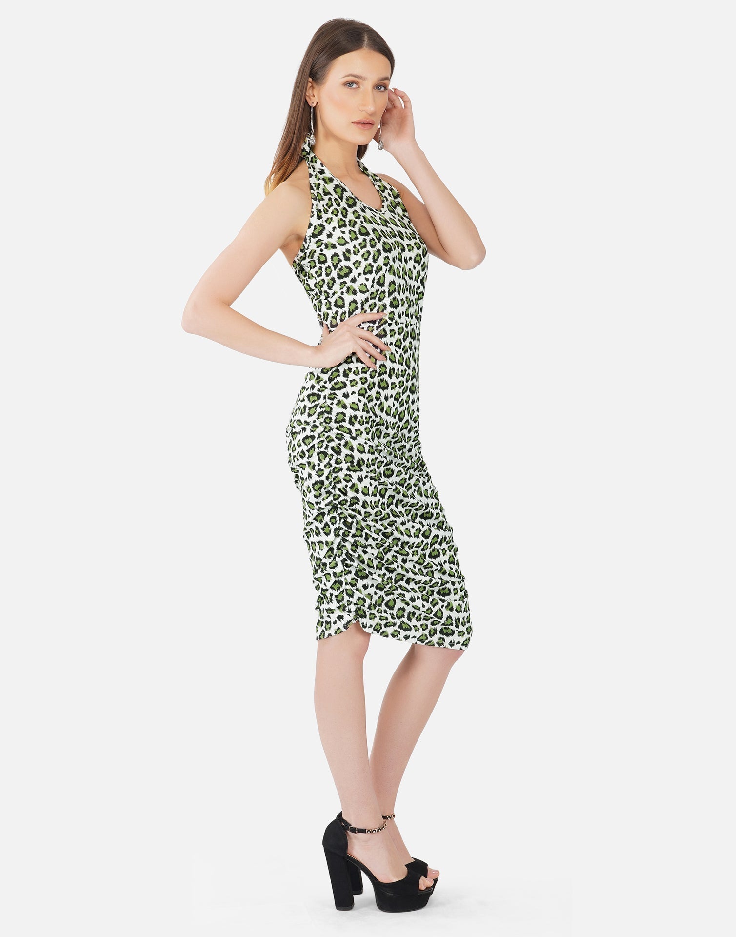 Green and White Printed Bodycon | Sudathi
