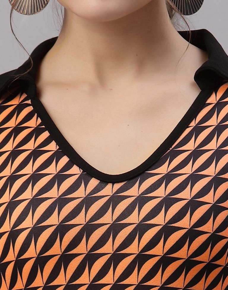 Peach Printed Bodycon Dress | Sudathi