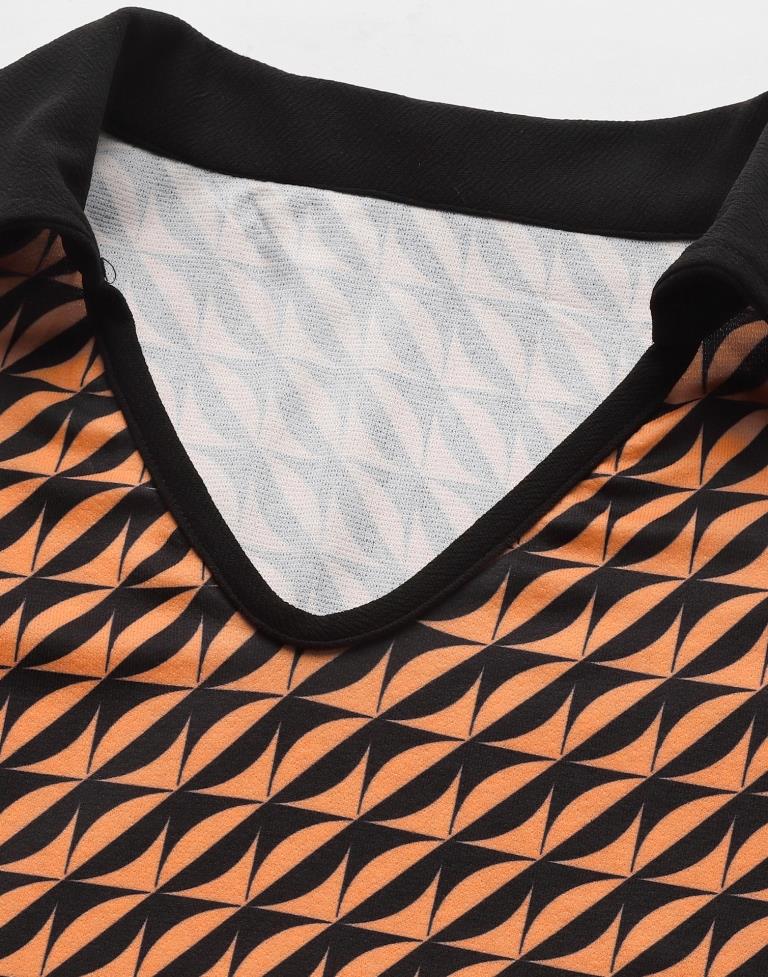 Peach Printed Bodycon Dress | Sudathi
