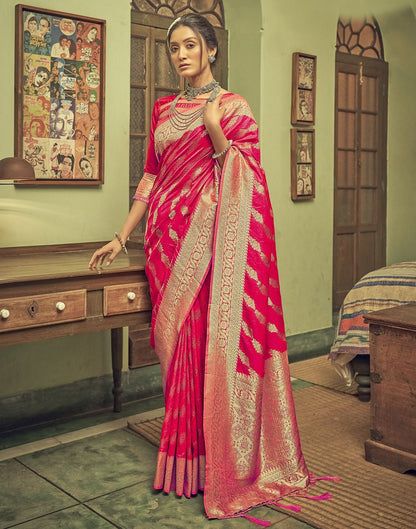 Rani Pink Silk Banarasi Saree | Leemboodi