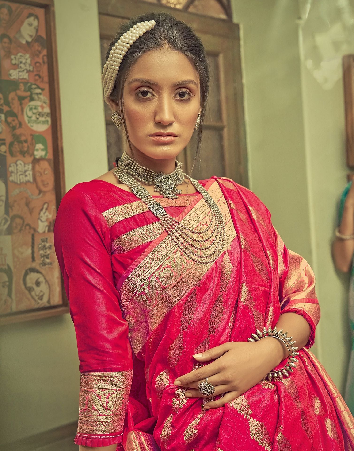 Rani Pink Silk Banarasi Saree | Leemboodi