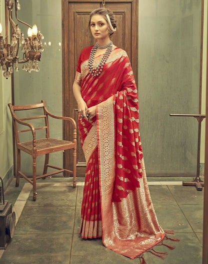 Red Silk Banarasi Saree | Leemboodi