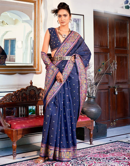 Navy Blue Silk Saree | Leemboodi