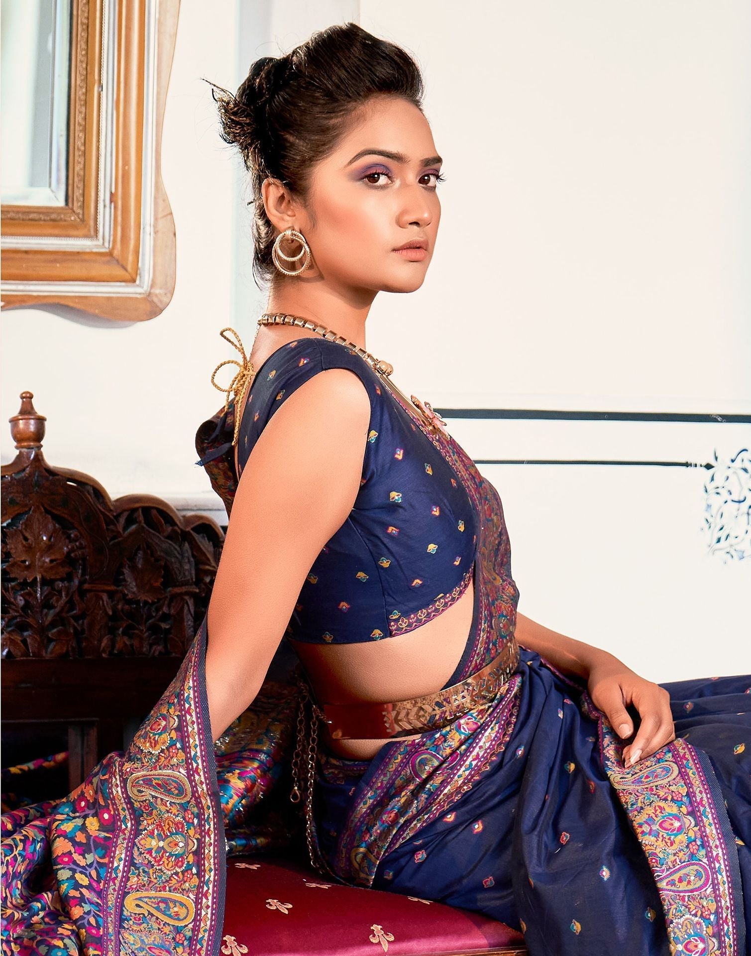 Navy Blue Silk Saree | Leemboodi