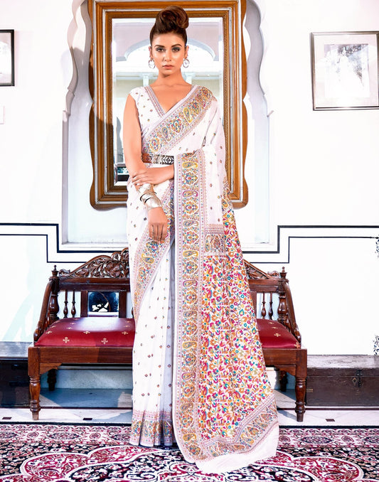White Silk Saree | Leemboodi
