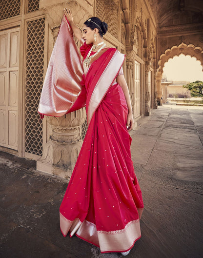 Dark Pink Silk Banarasi Saree | Leemboodi