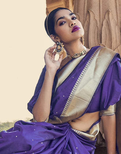 Violet Silk Banarasi Saree | Leemboodi
