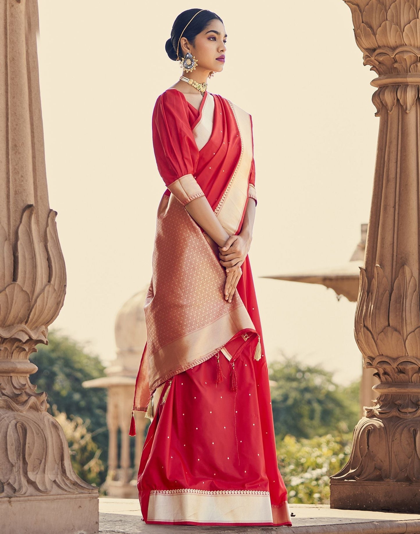 Red Silk Banarasi Saree | Leemboodi