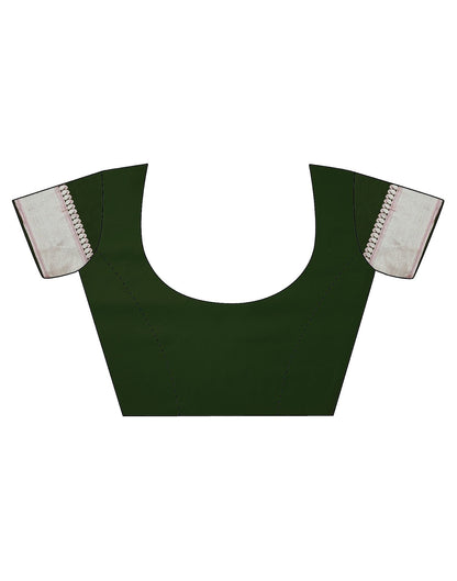 Dark Green Silk Banarasi Saree | Leemboodi