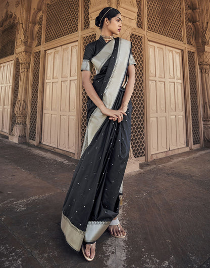Black Silk Banarasi Saree | Leemboodi
