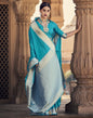 Turquoise Silk Banarasi Saree | Leemboodi