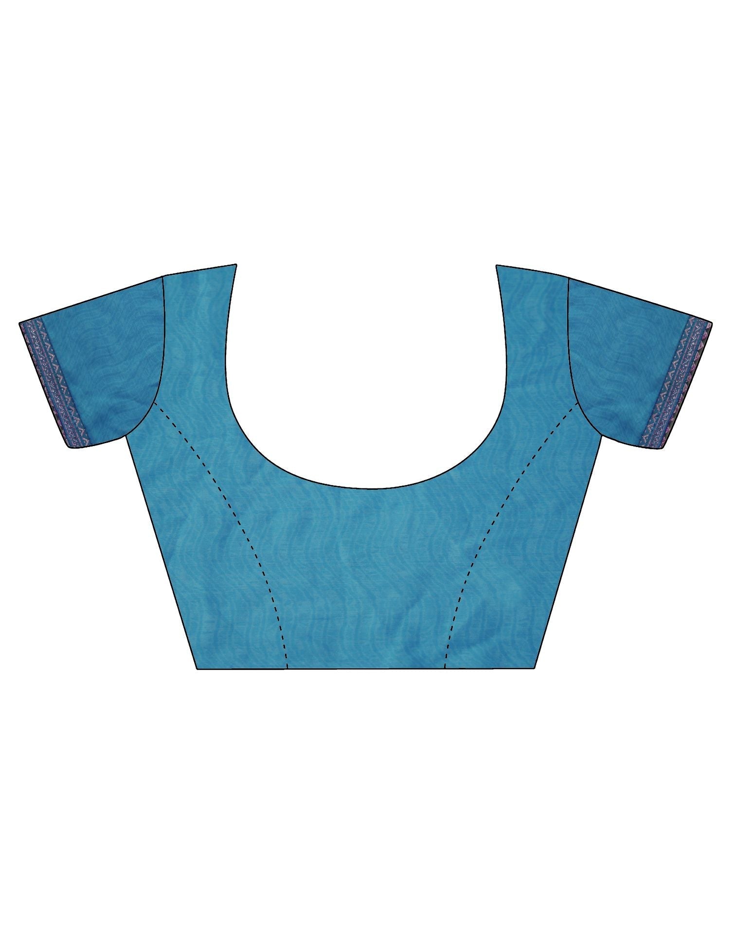 Teal Blue Chiffon Printed Saree | Leemboodi