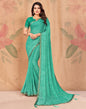 Turquoise Chiffon Printed Saree | Leemboodi