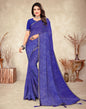 Royal Blue Chiffon Printed Saree | Leemboodi