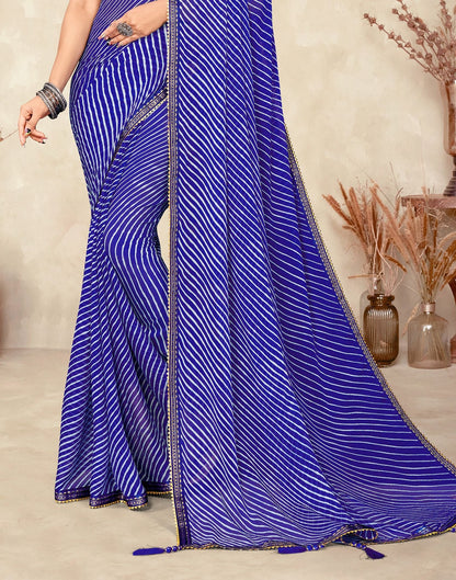 Royal Blue Chiffon Printed Saree | Leemboodi