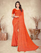 Orange Chiffon Printed Saree | Leemboodi