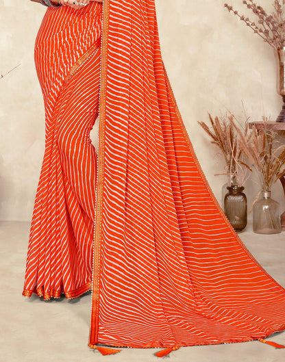 Orange Chiffon Printed Saree | Leemboodi
